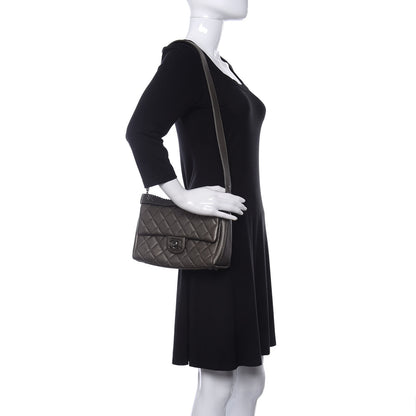 Chanel Metallic Goatskin Quilted Chain Handle Flap Silver 2 of 11