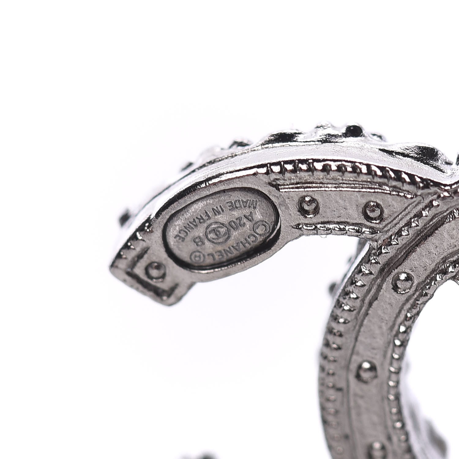 Chanel Ruthenium Crystal Pearl Caviar Earrings 4 of 5