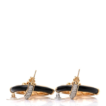 Chanel Resin Crystal CC Drop Earrings Gold Black 3 of 4