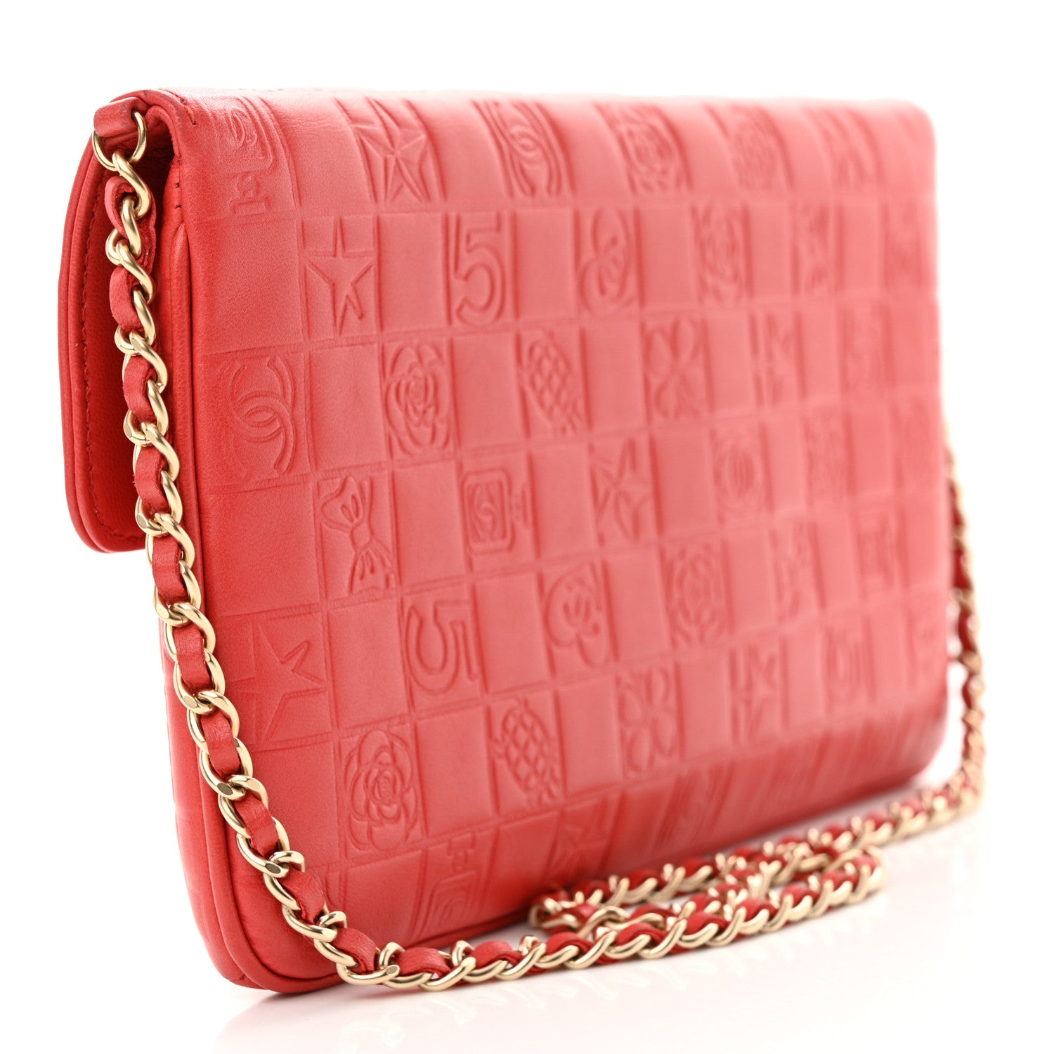 Chanel Lambskin Precious Symbols Flap Pochette Red 3 of 14