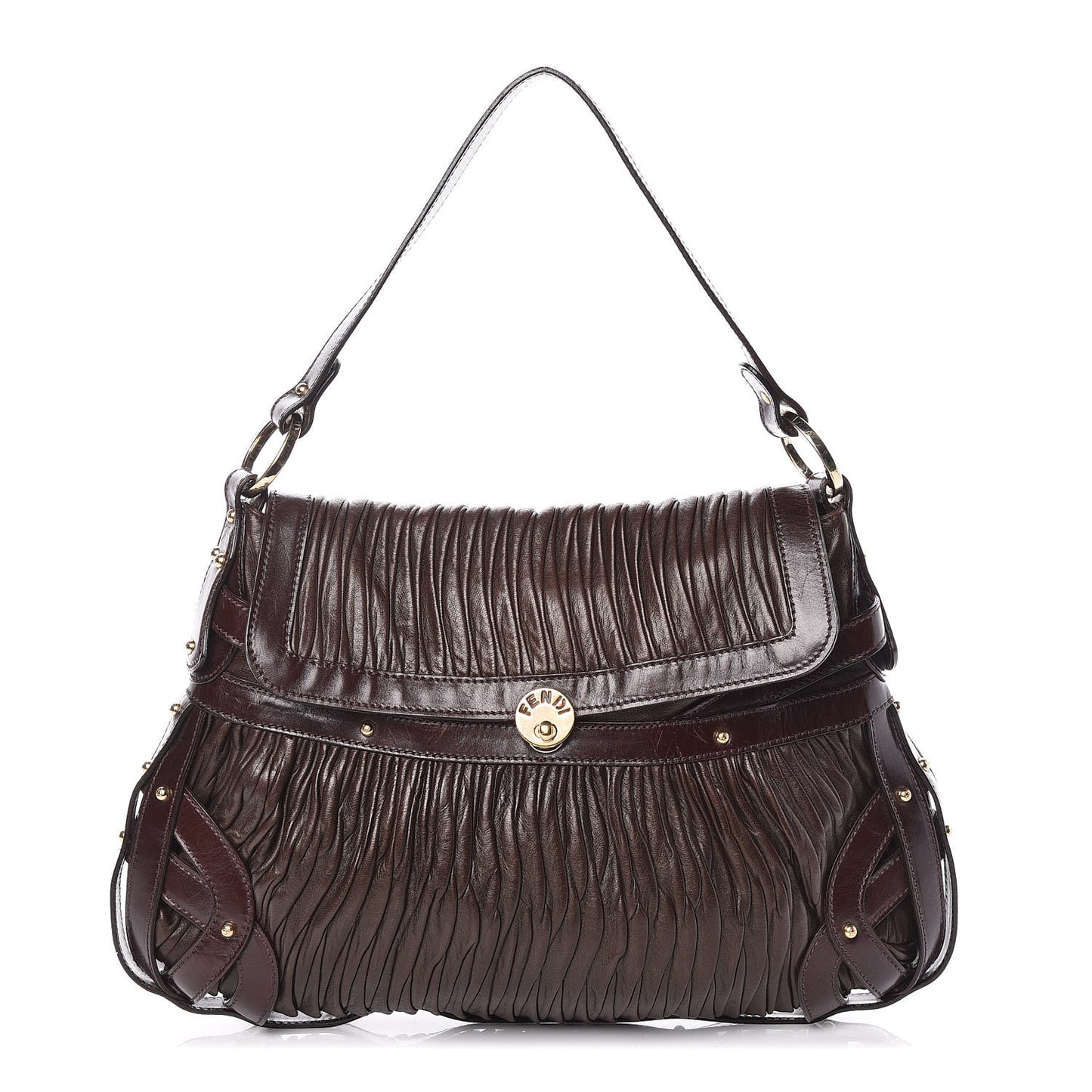 Nappa Pleated Shoulder Bag Testa di Moro