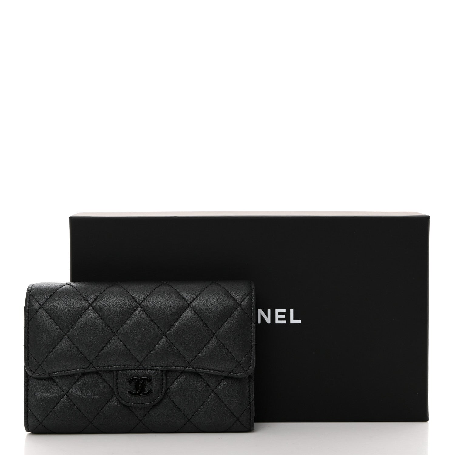 Chanel Lambskin Quilted Medium Flap Wallet So Black 9 of 9