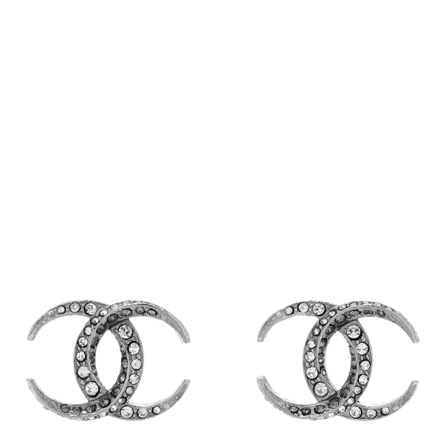 Chanel Crystal CC Earrings Silver 1 of 5