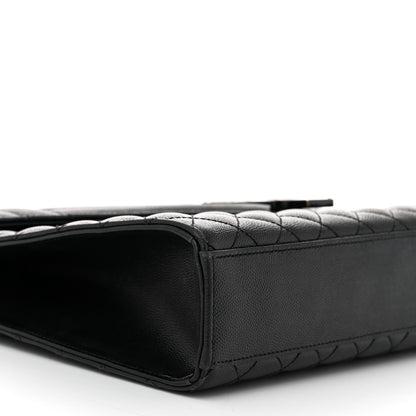 Saint Laurent Grain De Poudre Textured Mixed Matelasse Large Triquilt Monogram Monochrome Satchel Black 9 of 12