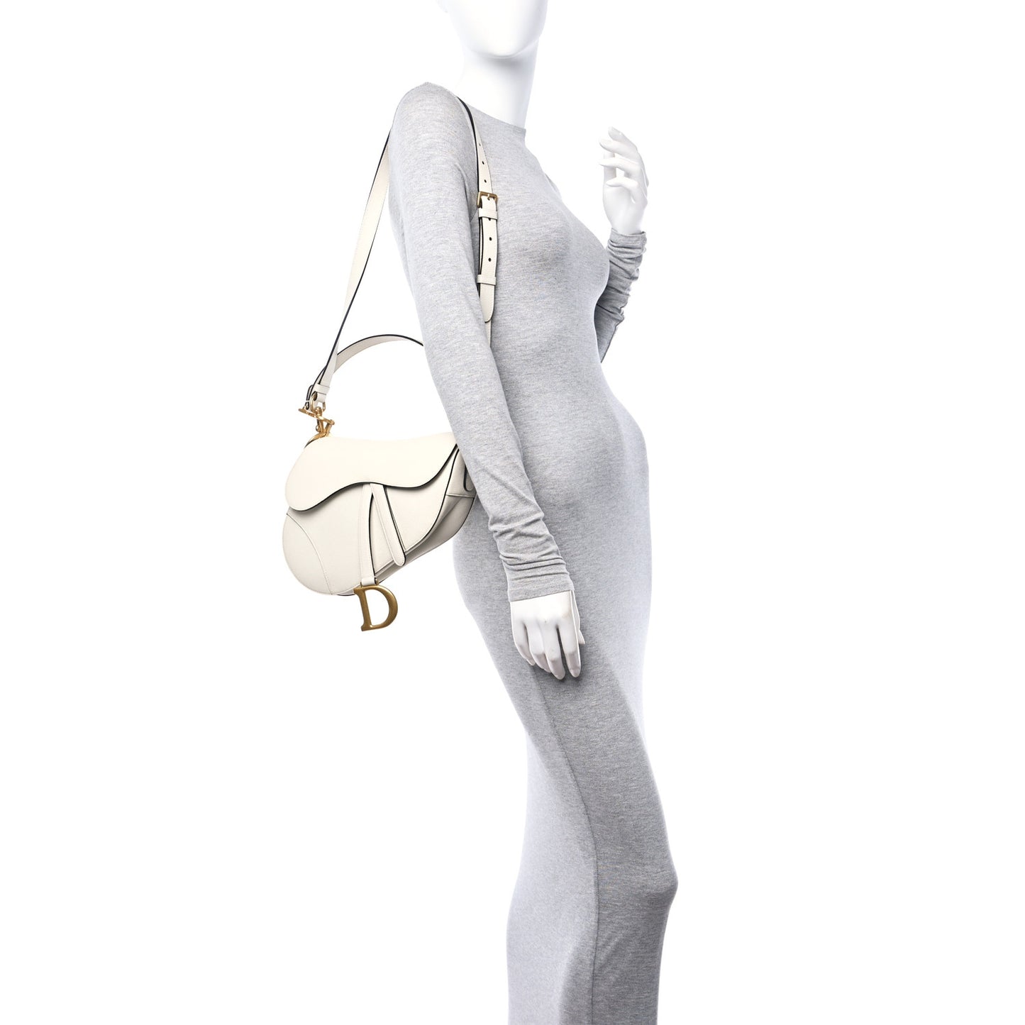 Grained Calfskin Saddle Bag With Strap Latte
