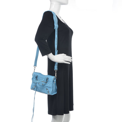 Balenciaga Agneau Classic Silver Hardware Mini City Logo Strap Baby Blue Black 2 of 13