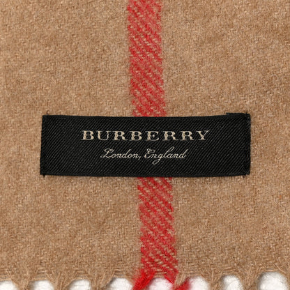 Burberry Cashmere Giant Check Tassel Scarf Camel Gold 2 of 3