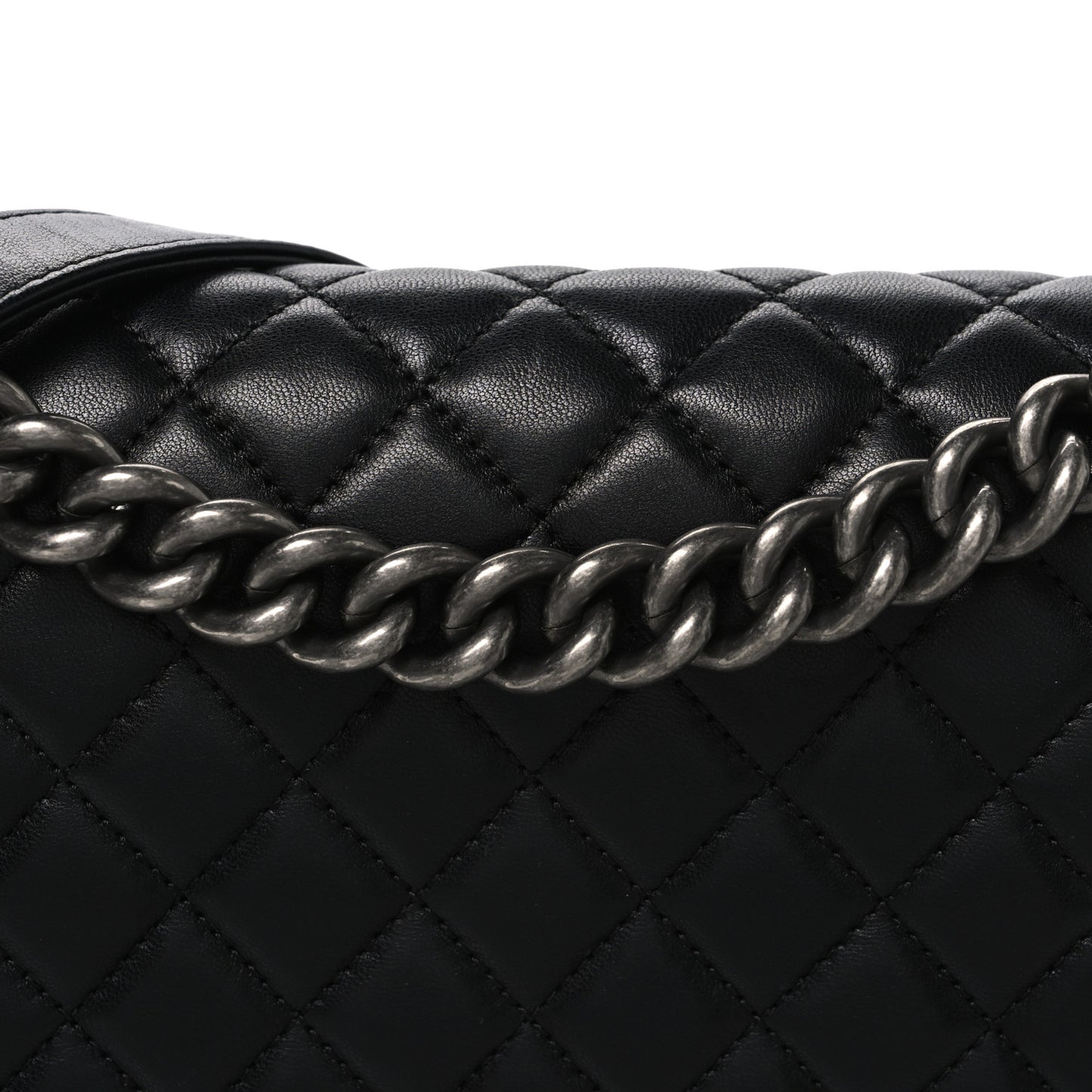 Lambskin Quilted Medium Boy Flap Black