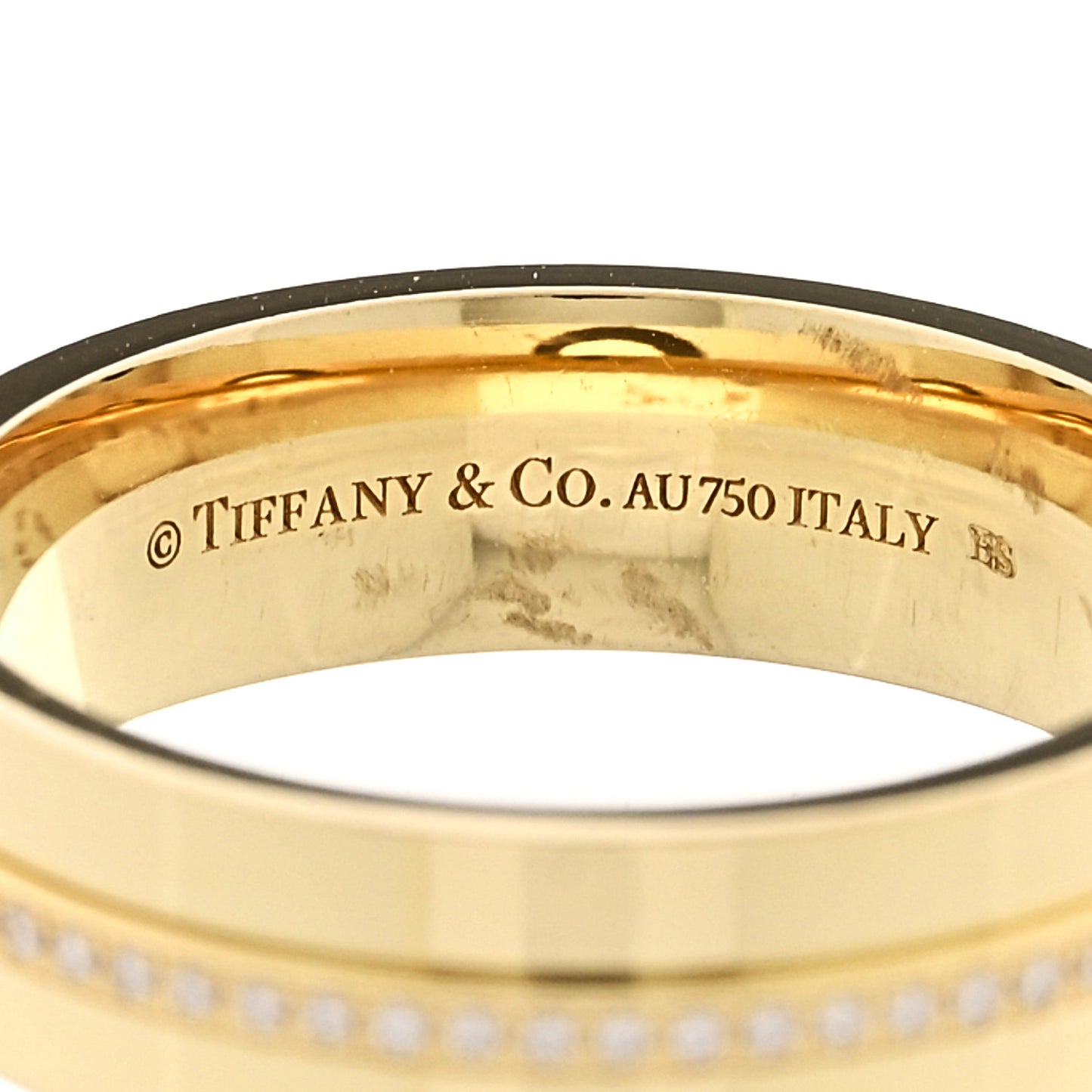 18K Yellow Gold Diamond Wide T Two Ring 54 7