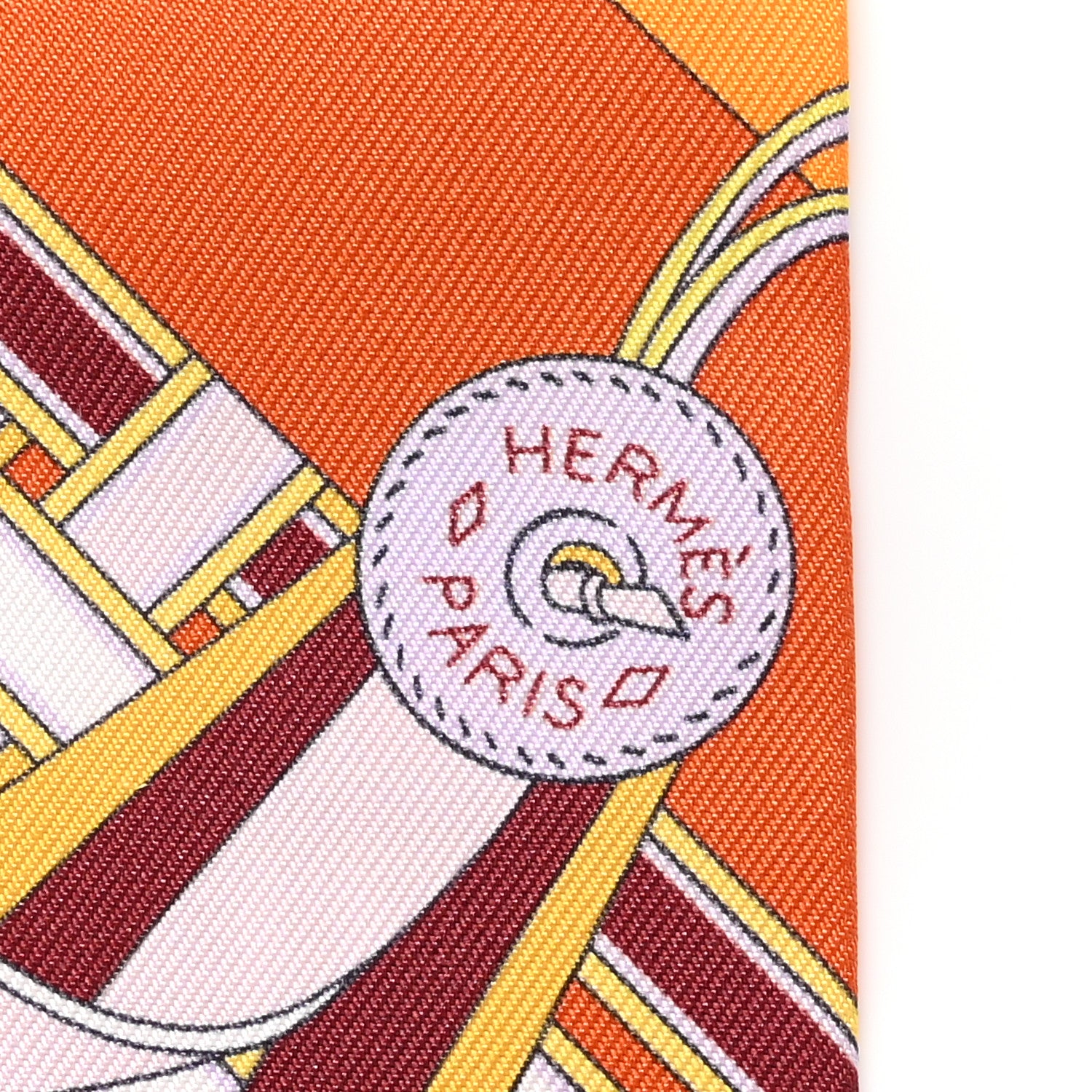 Hermes Silk Brides et Gris Twilly Orange Jaune Rose 2 of 4