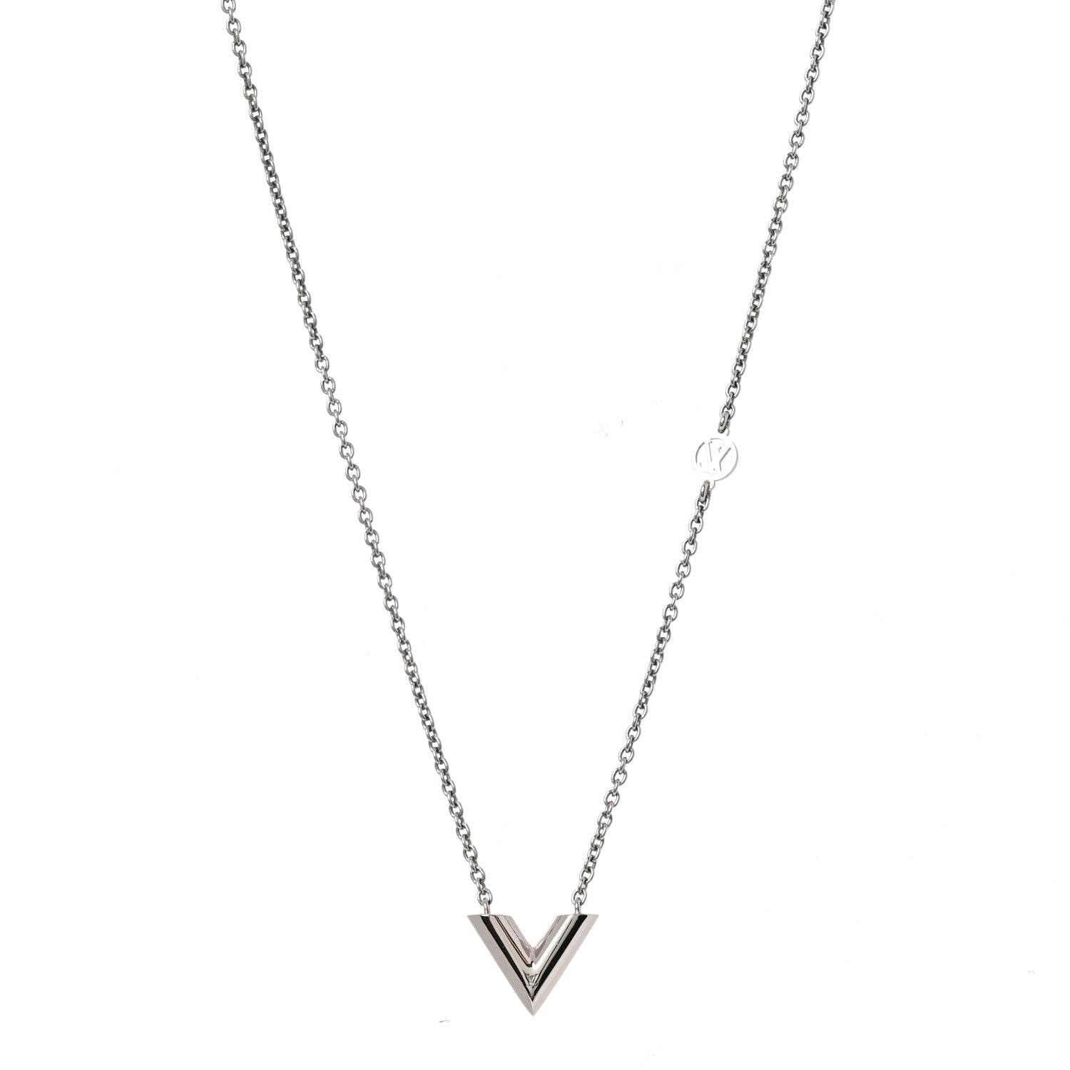 Louis Vuitton Metal Essential V Supple Necklace Silver 1 of 5
