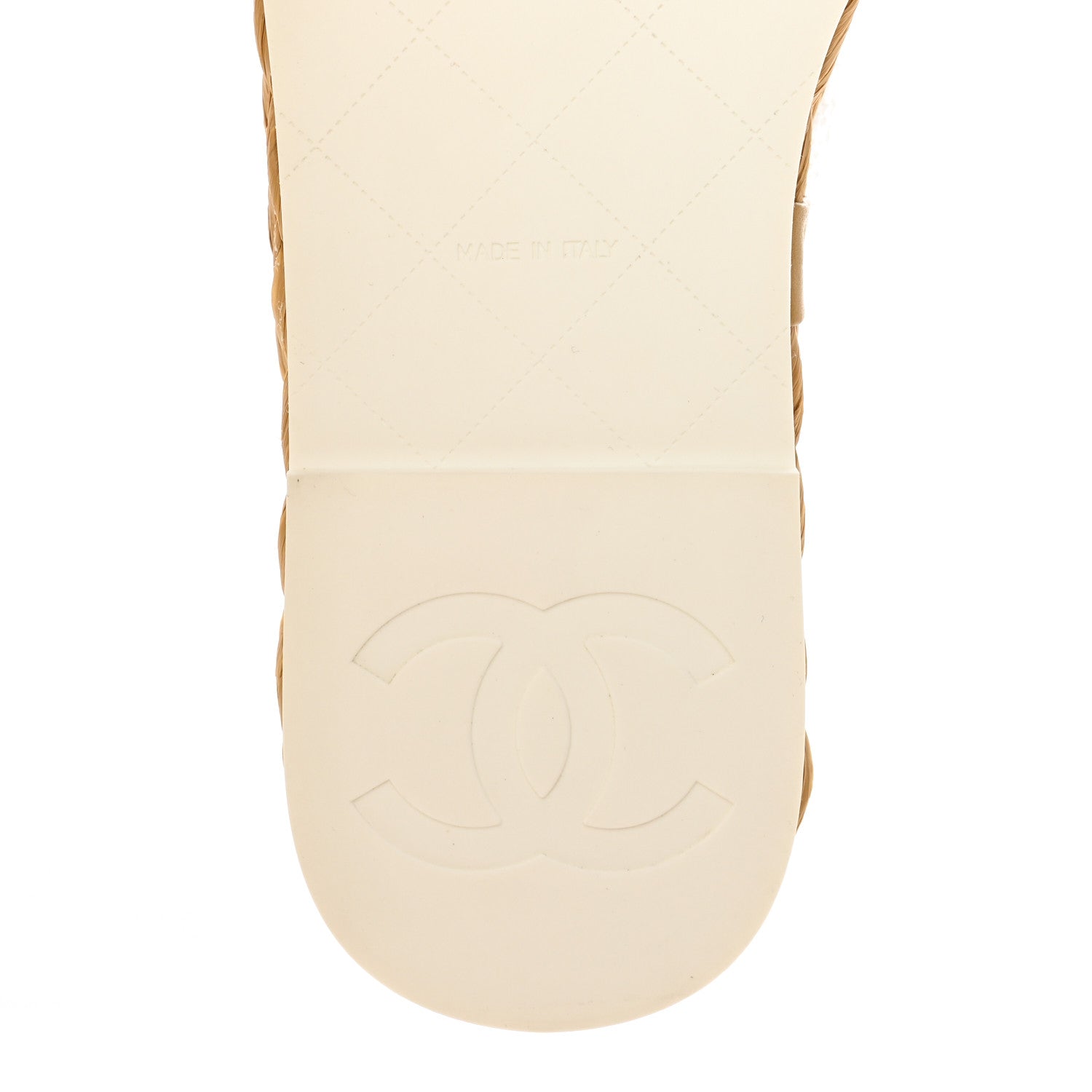Chanel Terry Cloth Raffia CC Logo Thong Sandals 37 White 6 of 13