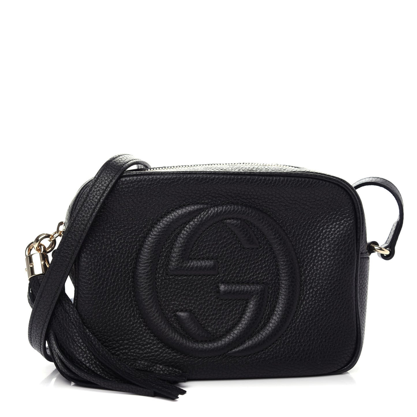Pebbled Calfskin Small Soho Disco Bag Black