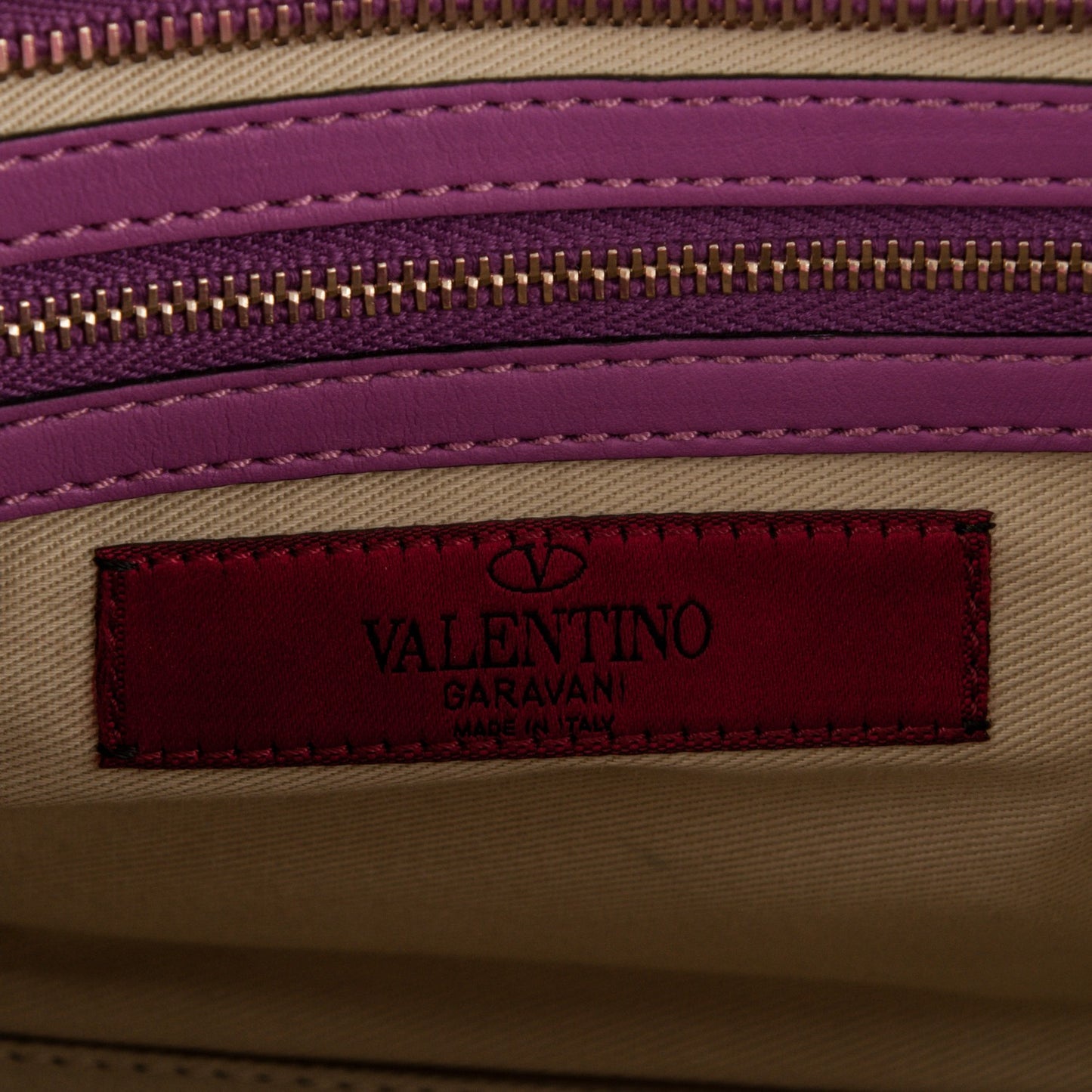 Vitello Small Rockstud Double Handle Tote Purple Violet