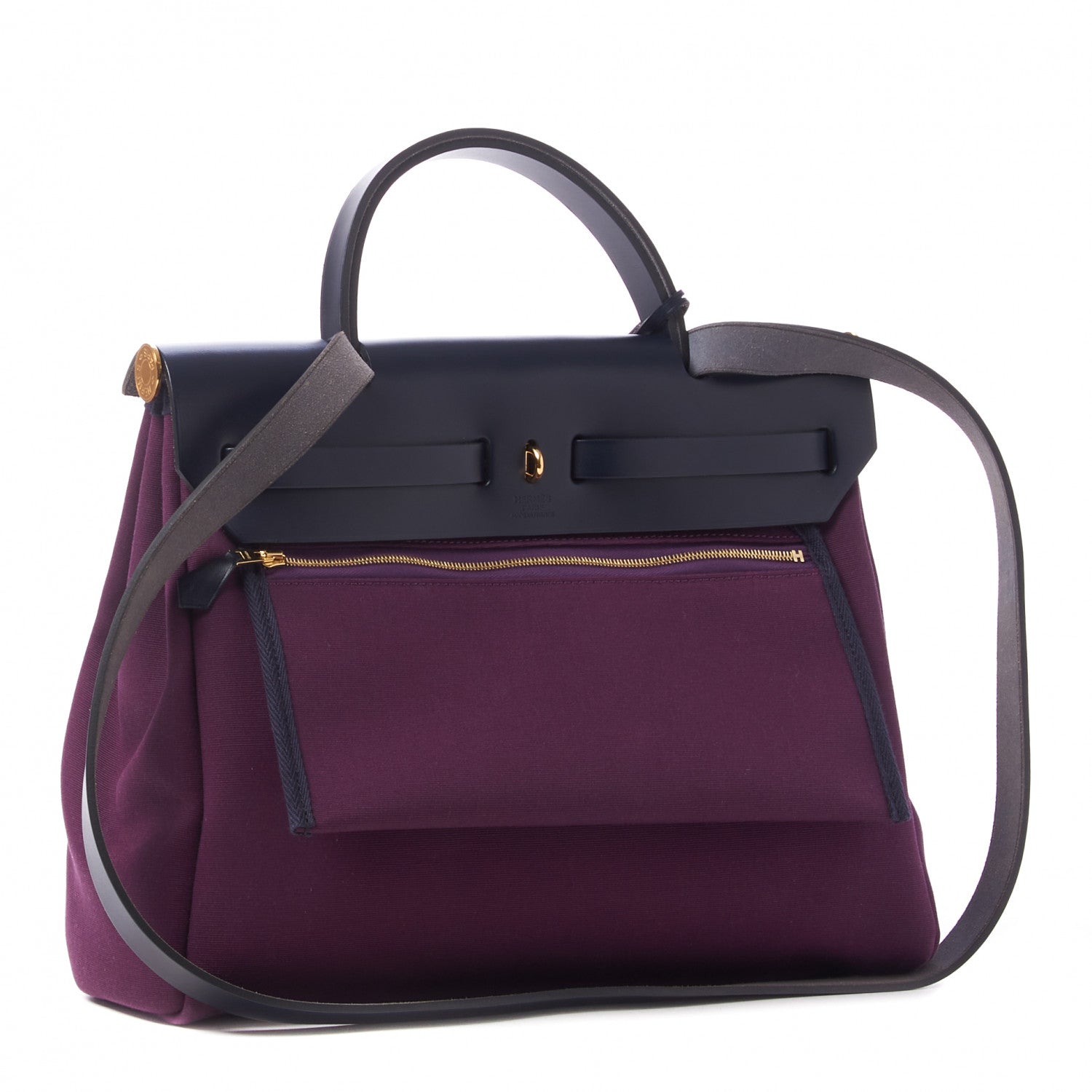 Hermes Military Toile Vache Hunter Herbag Zip PM 31 Cassis Bleu Indigo 4 of 9