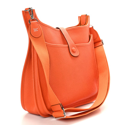 Hermes Taurillon Clemence Evelyne III GM Orange 3 of 9