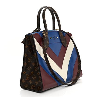 Louis Vuitton Calfskin Monogram City Steamer MM Blue Burgundy White 2 of 12