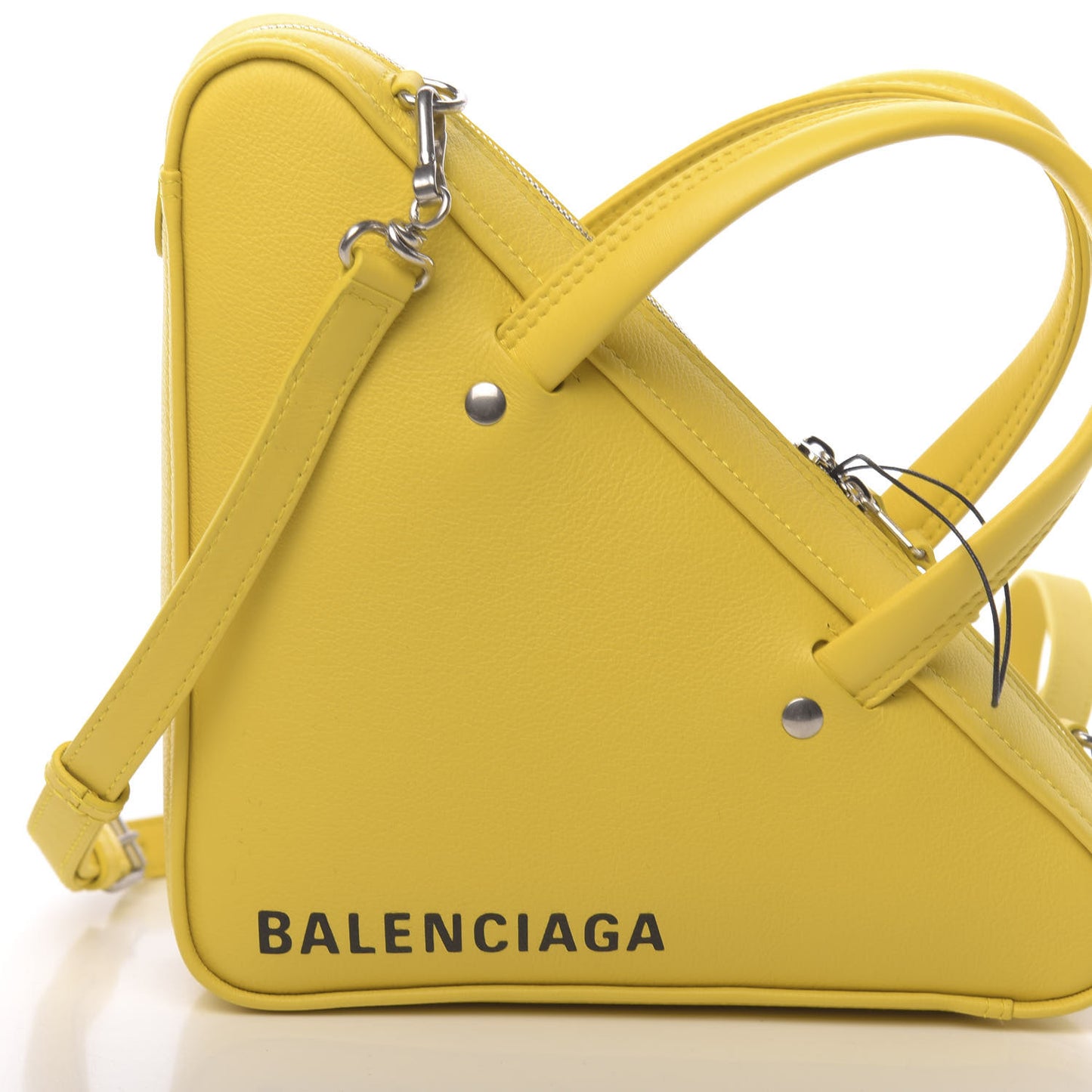 Shiny Day Calfskin Logo XS Triangle Duffle Jaune Black