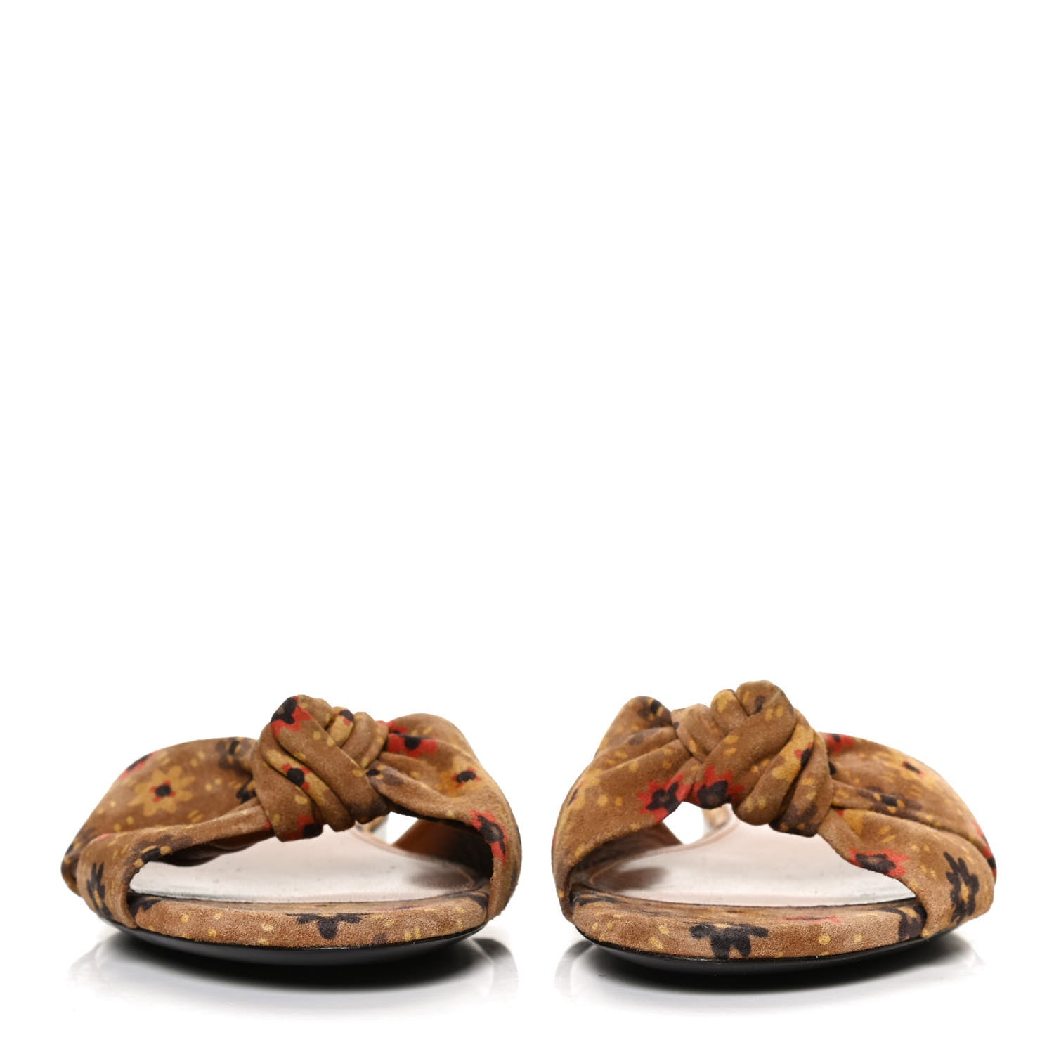 Saint Laurent Bianca Floral Suede Slide Sandals 39 Beige Multicolor 2 of 10