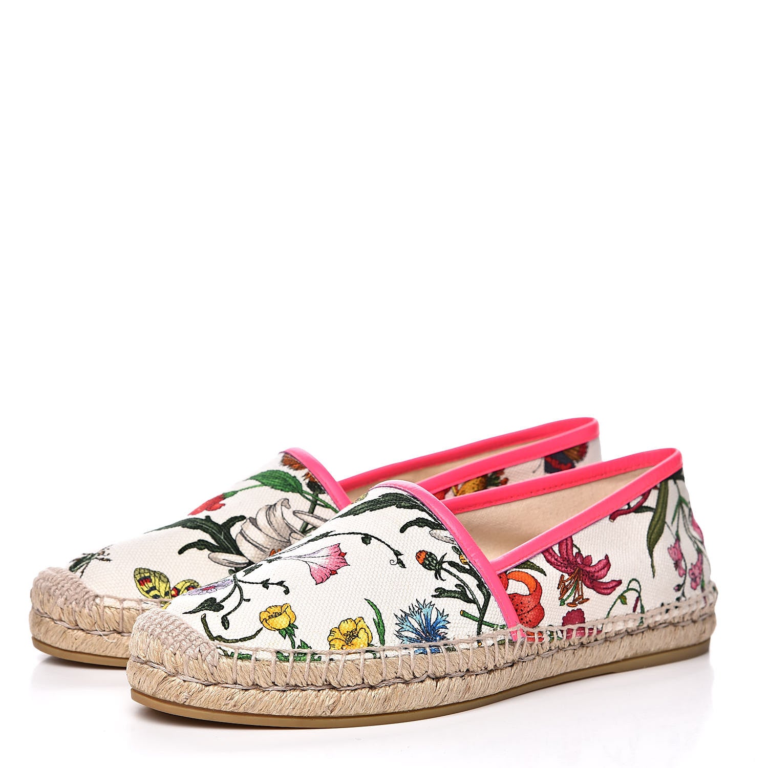 Gucci Canvas Flora Print Espadrilles 39 White Multicolor Fuxia 3 of 9