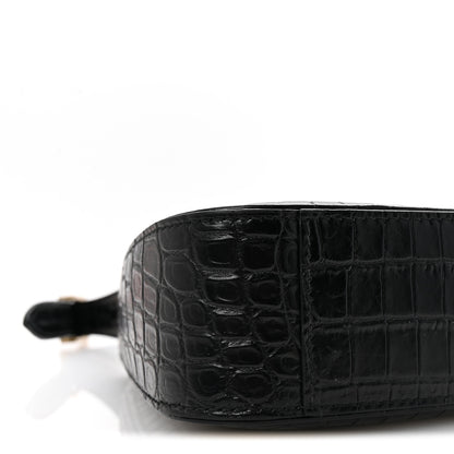 Saint Laurent Calfskin Crocodile Embossed Le 5 A 7 Hobo Black 8 of 9