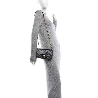Chanel Calfskin Quilted Mini Rectangular Crystal Pearls Chain Flap Black 2 of 11