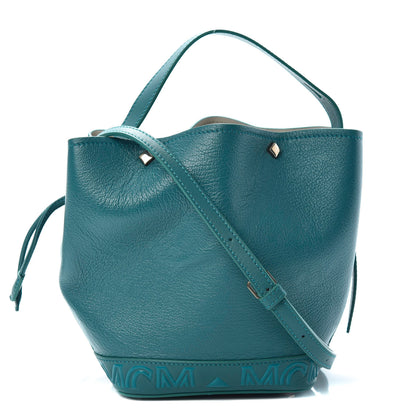 MCM Goatskin Milano Drawstring Mini Bag Deep Lagoon 1 of 11