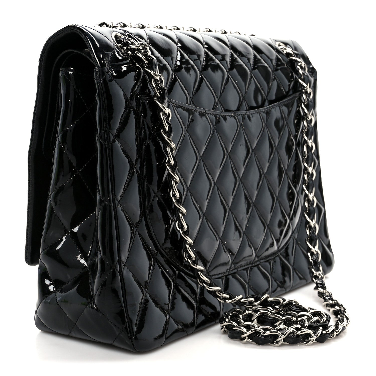 Chanel Patent Quilted Maxi Double Flap Black 3 of 11
