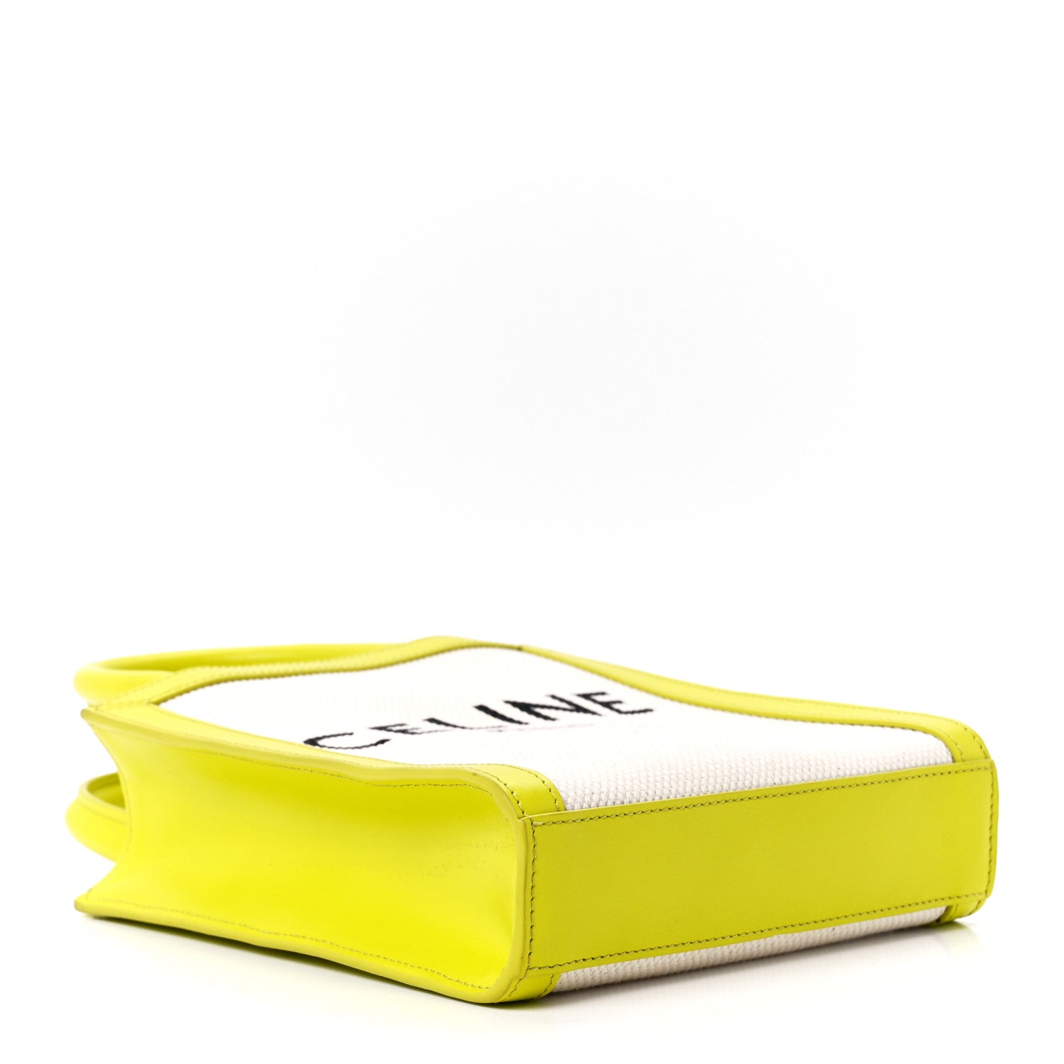 Celine Canvas Calfskin Mini Vertical Cabas Neon Yellow 4 of 9