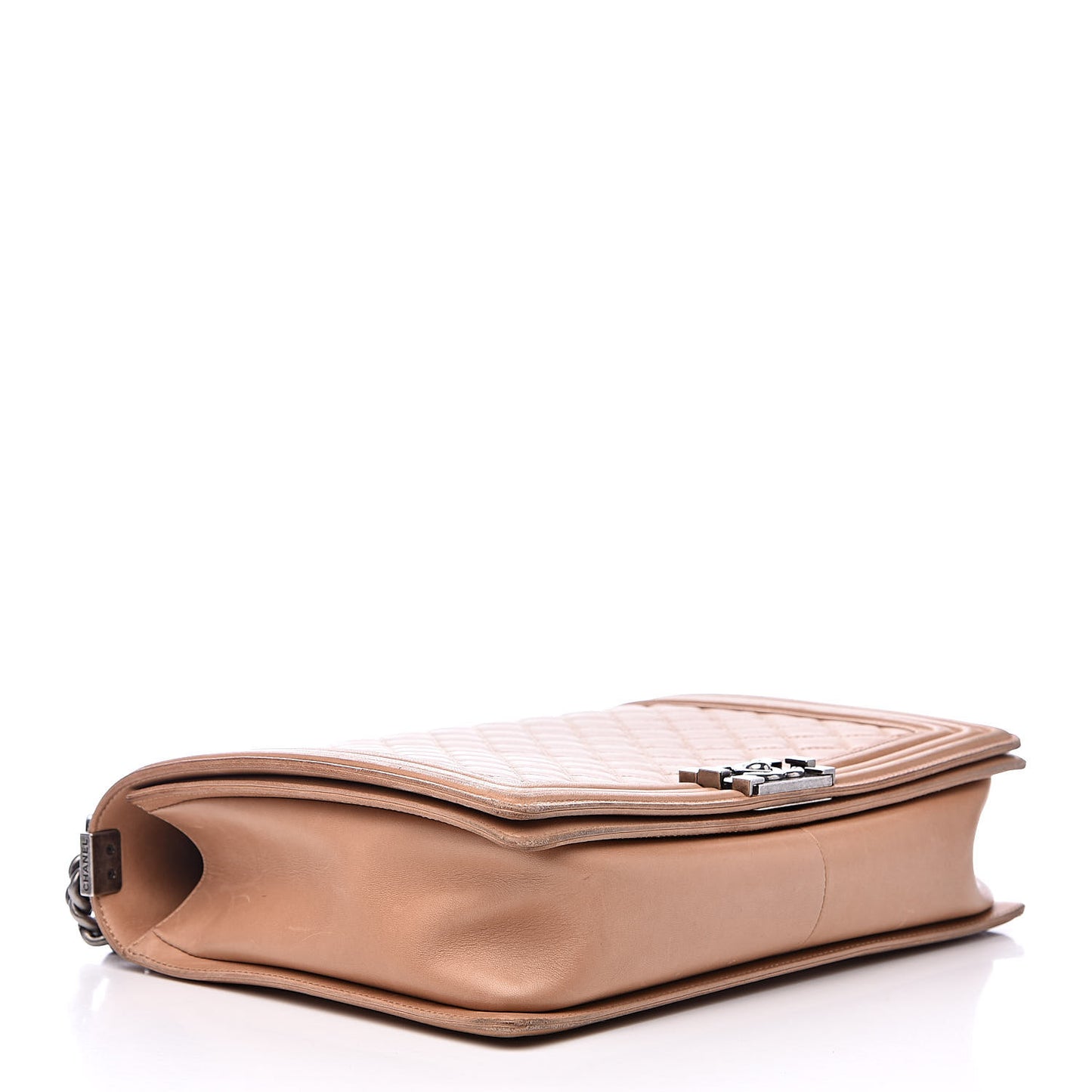 Lambskin Quilted Large Boy Flap Dark Beige