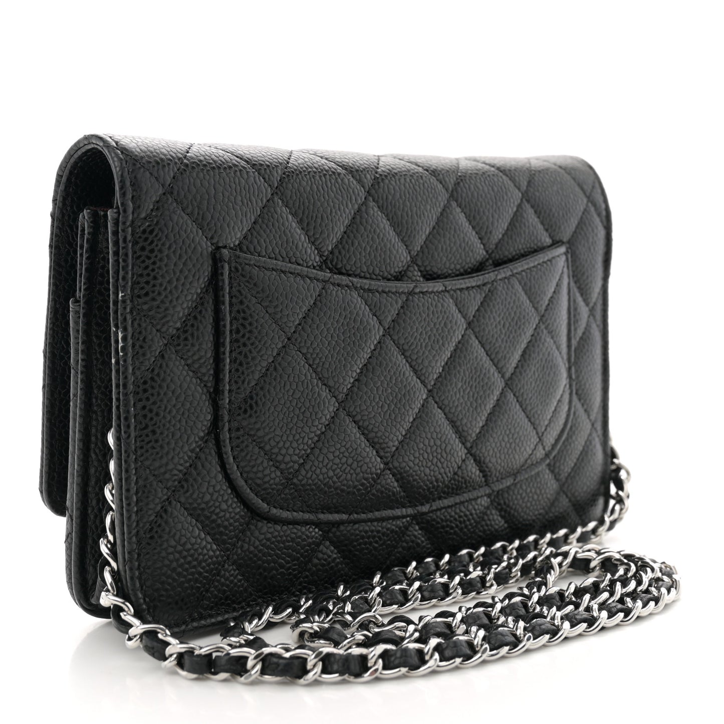 Caviar Quilted Wallet on Chain WOC Black