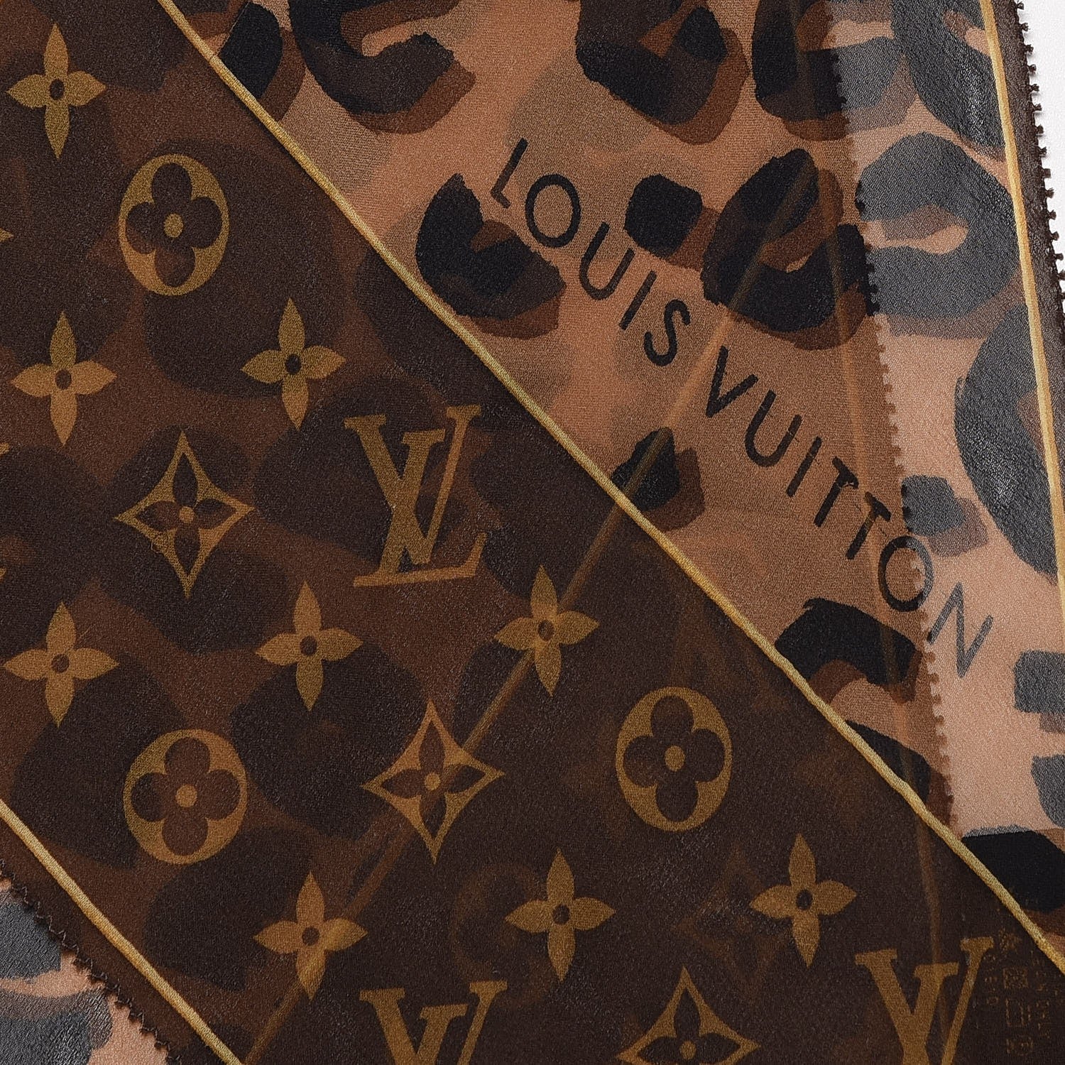 Louis Vuitton Silk Crepe Leopard Monogram Scarf 4 of 6