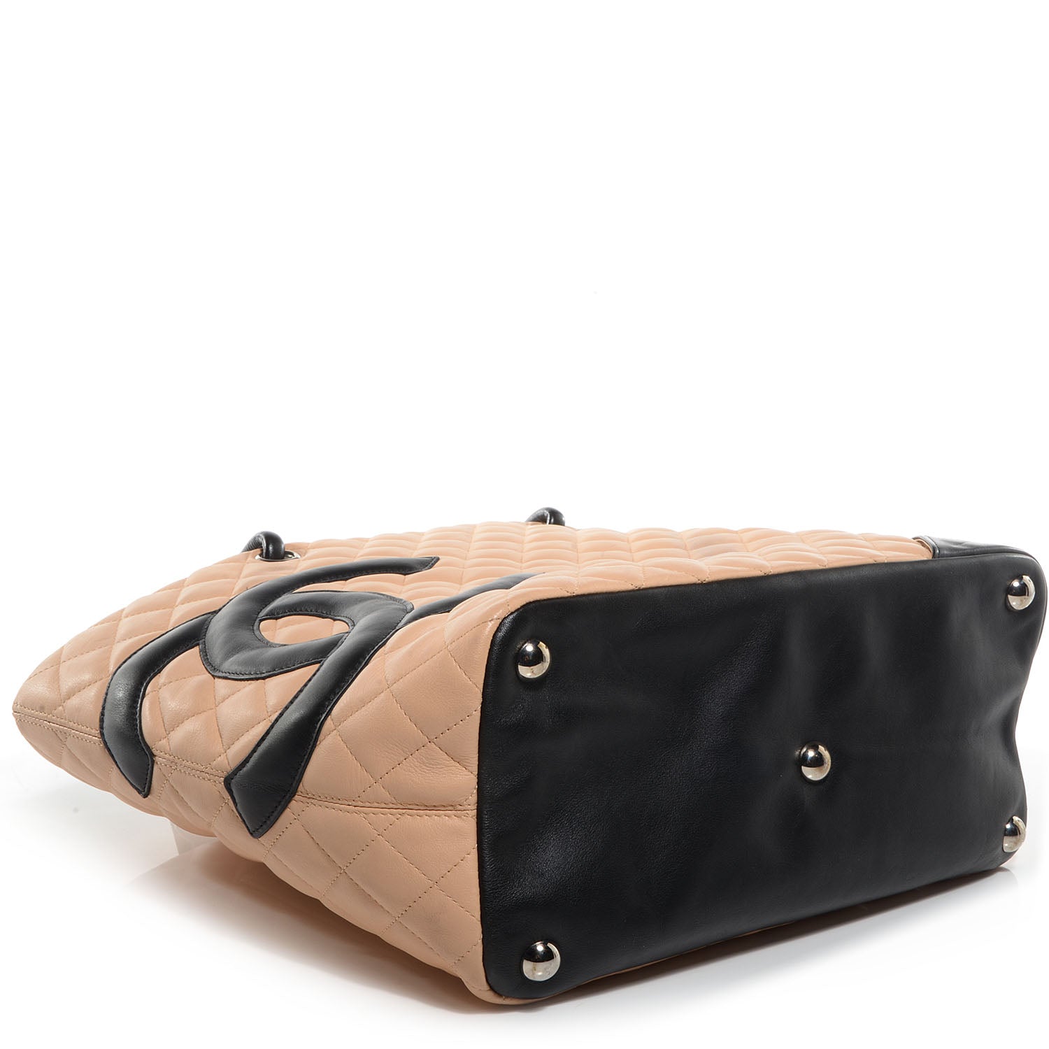 Chanel Calfskin Quilted Large Cambon Tote Beige Black 4 of 9