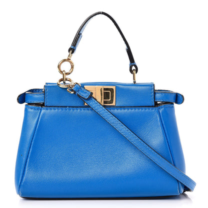 Fendi Shiny Nappa Micro Peekaboo Iconic Satchel Blue Royal 1 of 8