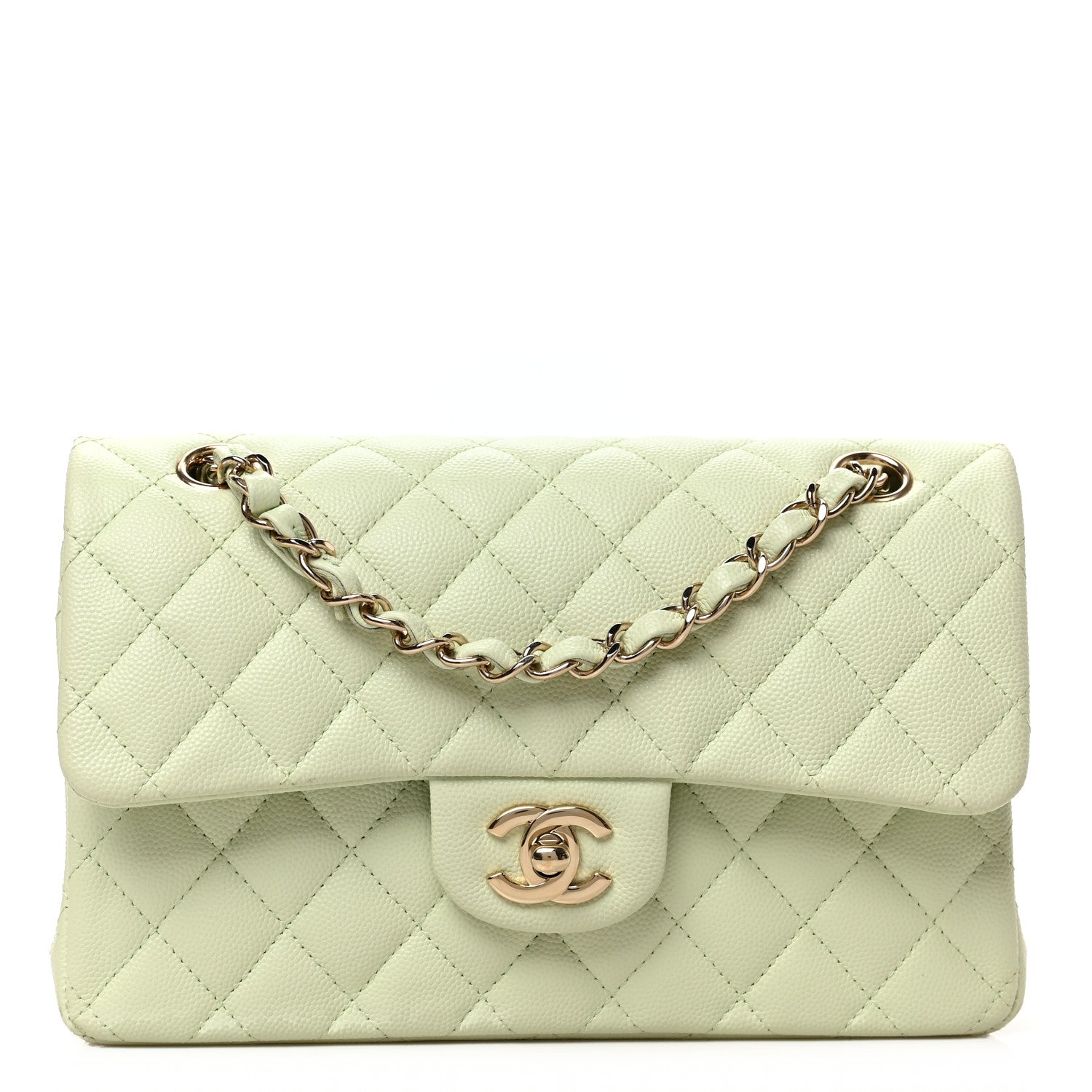 Chanel Caviar Quilted Small Double Flap Light Green 1 of 9