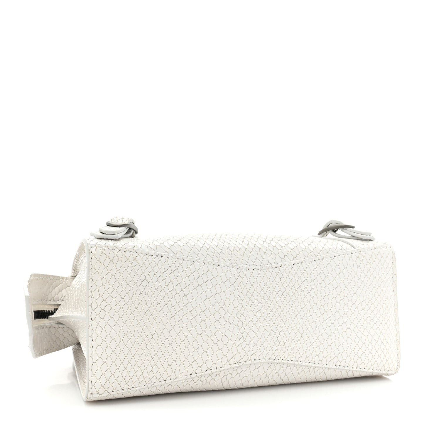 Grained Calfskin Snake Effect Silver Hardware Mini Neo Classic City White