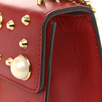 Gucci Calfskin Studded Small Padlock Shoulder Bag Hibiscus Red 15 of 15