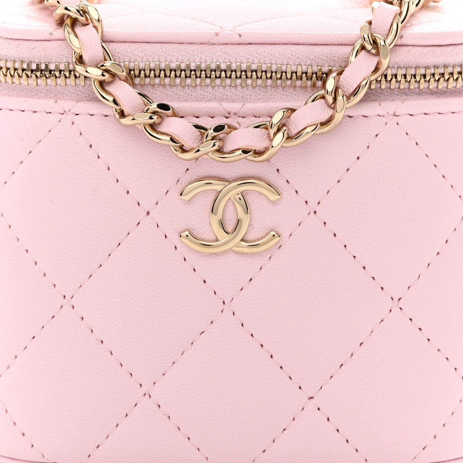 Chanel Lambskin Quilted Mini Top Handle Vanity Case With Chain Light Pink 8 of 11