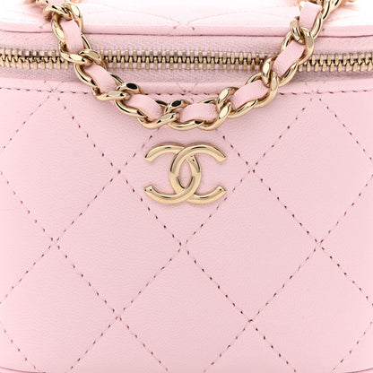 Chanel Lambskin Quilted Mini Top Handle Vanity Case With Chain Light Pink 8 of 11