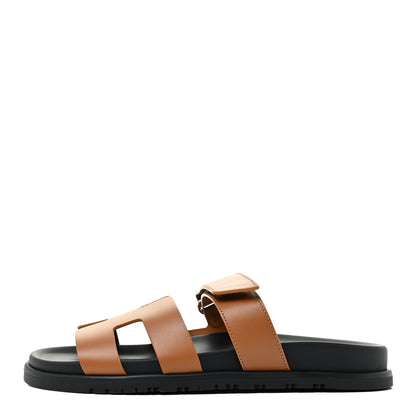 Hermes Calfskin Womens Chypre Sandals 40 Gold 1 of 9