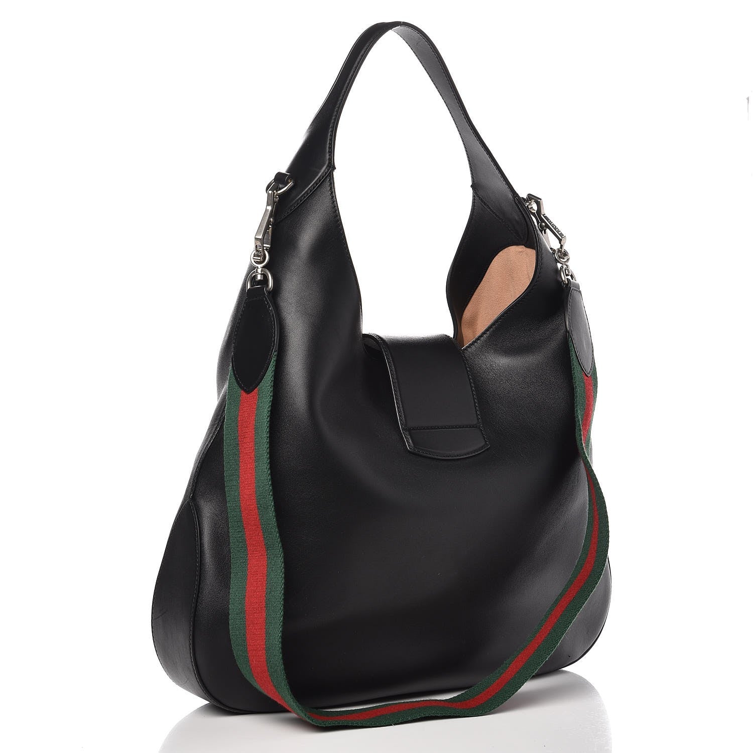 Gucci Calfskin Web Dog Embroidered Large Dionysus Hobo Black 3 of 8