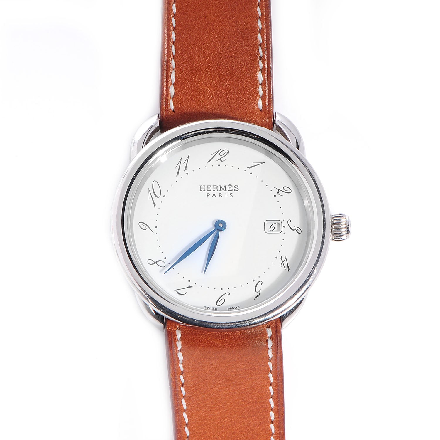 Hermes Stainless Steel Barenia 38mm Arceau Quartz Watch Fauve 1 of 8