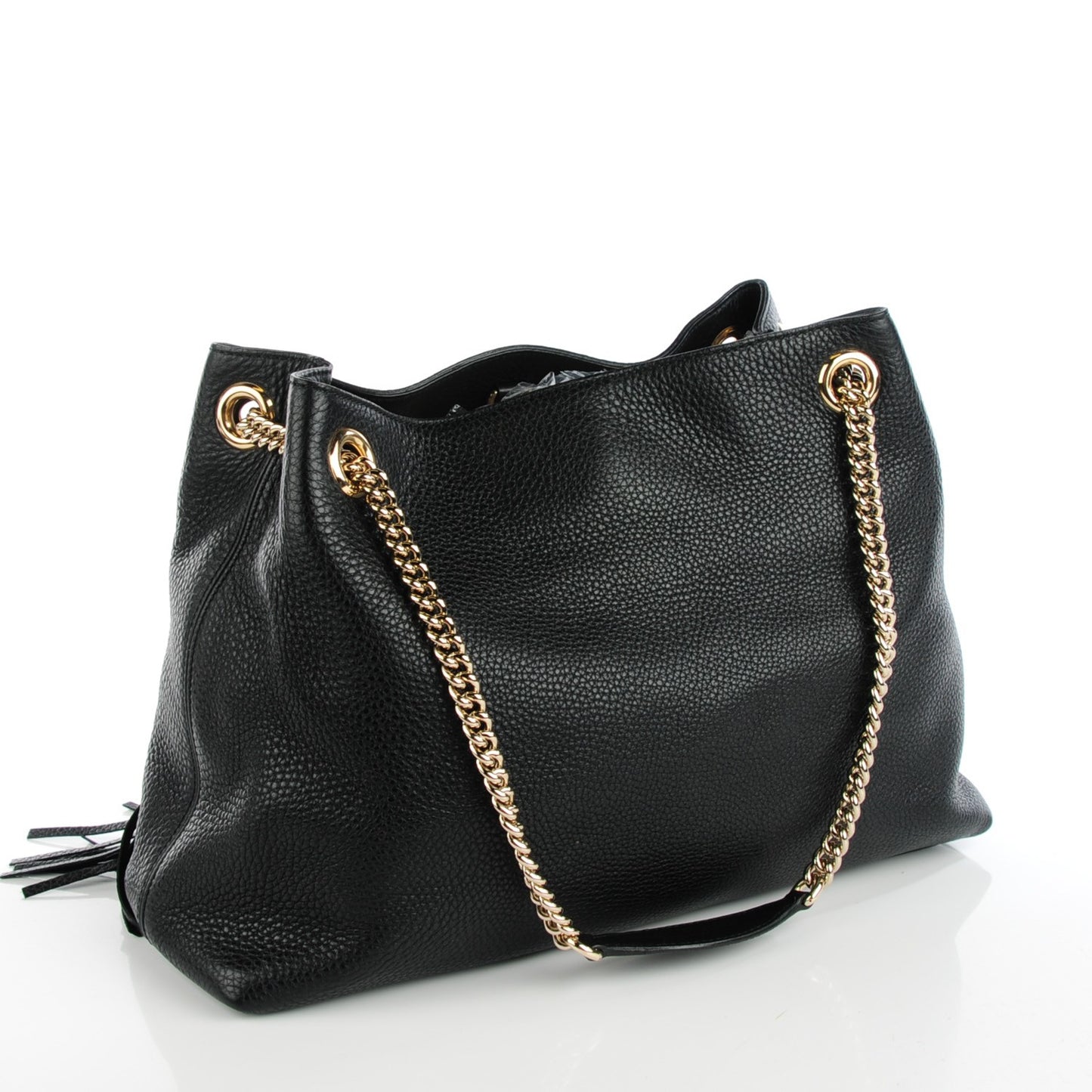 Pebbled Calfskin Medium Soho Chain Shoulder Bag Black