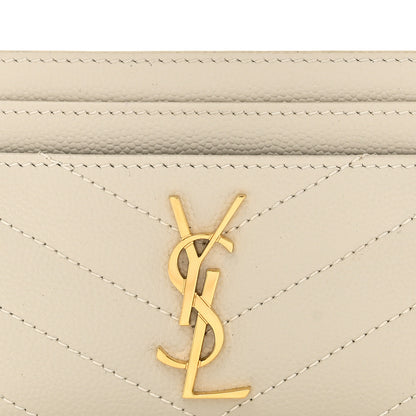 Saint Laurent Grain De Poudre Matelasse Chevron Monogram Credit Card Case Crema Soft 8 of 8