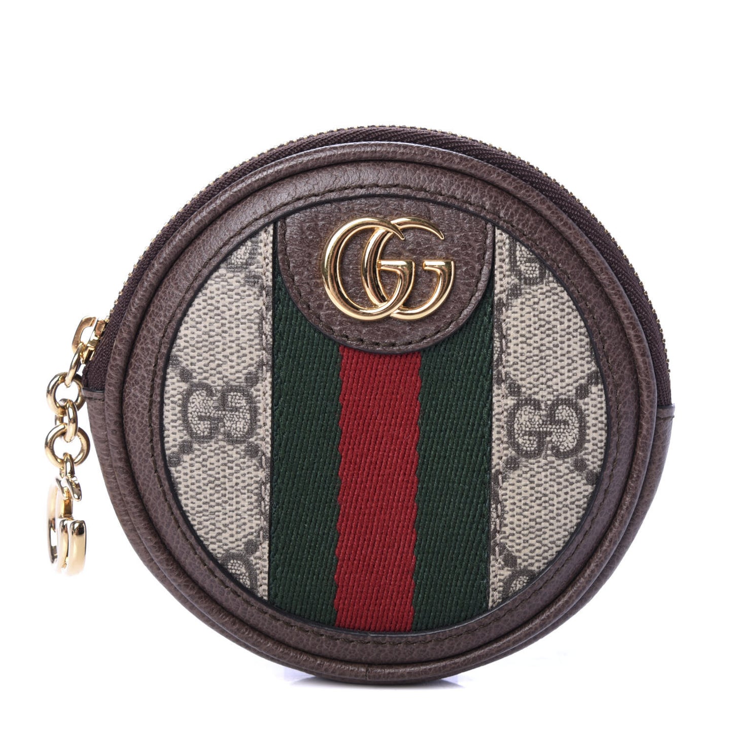 GG Supreme Monogram Web Ophidia Round Coin Purse Beige New Acero