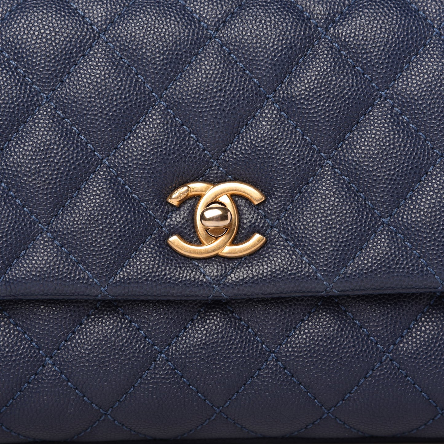 Caviar Lizard Quilted Mini Coco Handle Flap Blue