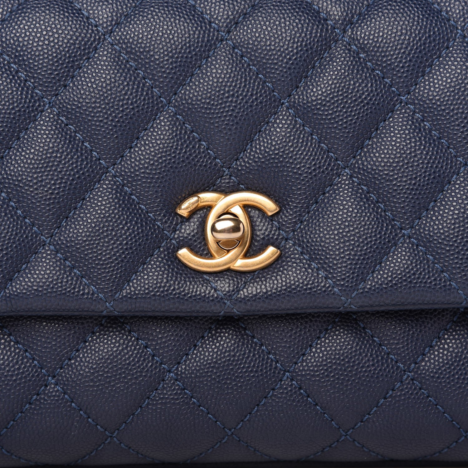 Chanel Caviar Lizard Quilted Mini Coco Handle Flap Blue 10 of 11