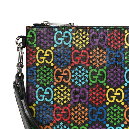 Gucci GG Supreme Monogram Psychedelic Zip Wristlet Pouch Black Multicolor 9 of 9