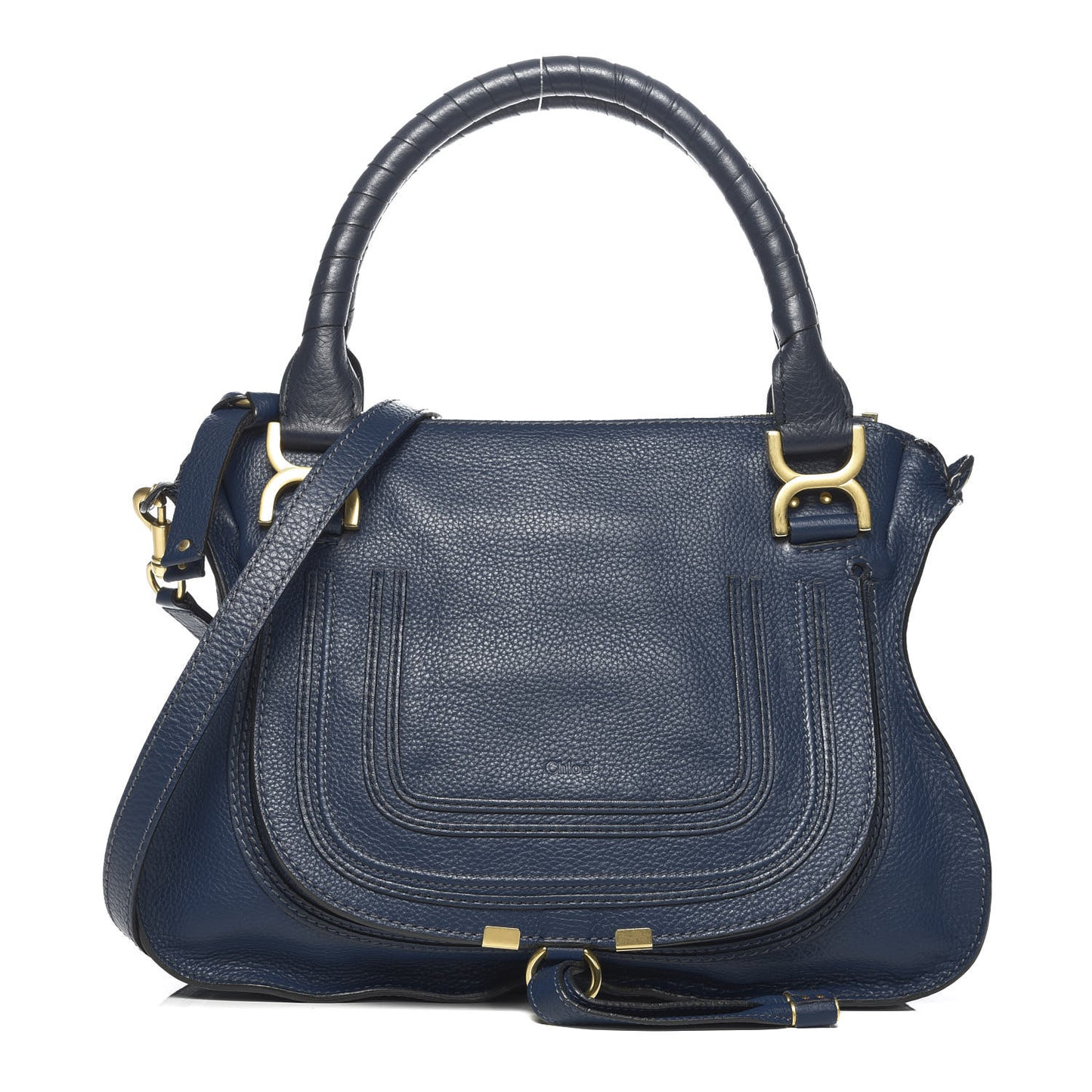 Calfskin Medium Marcie Satchel Royal Navy