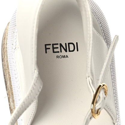 Fendi Nappa FF Embossed Espadrille Platform Sandals 36.5 Snow 6 of 8